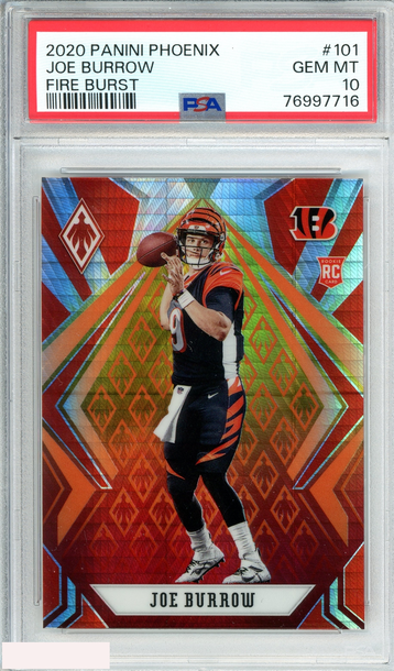 2020 PANINI PHOENIX JOE BURROW #101 FIRE BURST ROOKIE RC PSA 10 GEM MT