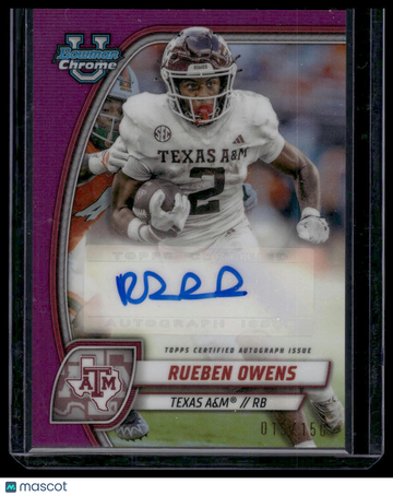 2024 Bowman University Chrome Rueben Owens #PA-RO Prospect Autographs Fuchsia Refractor SN,AU