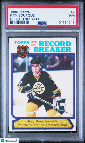 1980-81 Topps Ray Bourque #2 Record Breaker Rookie PSA 7
