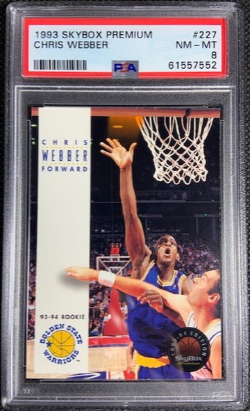 1993 Skybox Premium #227 Chris Webber HOF RC Golden State Warriors PSA 8 NM-MT