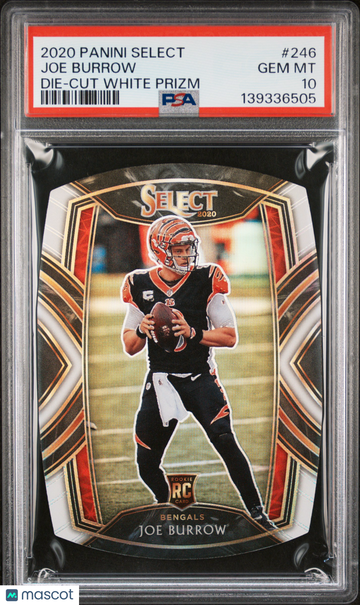 2020 Panini Select Joe Burrow #246 Die Cut White Prizm Rookie RC PSA 10