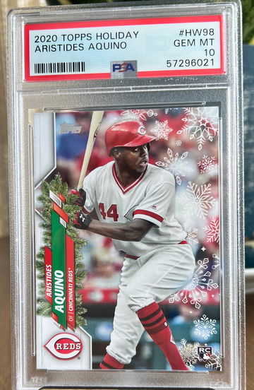 Aristides Aquino 2020 Topps Holiday #HW98 Rookie RC - Reds PSA 10 GEM MINT RC 🔥