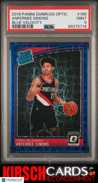 Anfernee Simons 2018 Panini Donruss Optic #186 Blue Velocity RC PSA 9