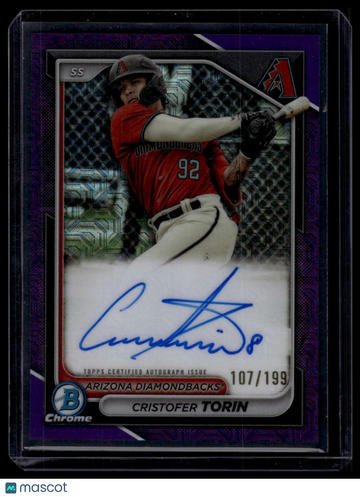2024 Bowman Cristofer Torin #BMA-CT Chrome Prospect Autographs Mojo Purple Refractors SN AU