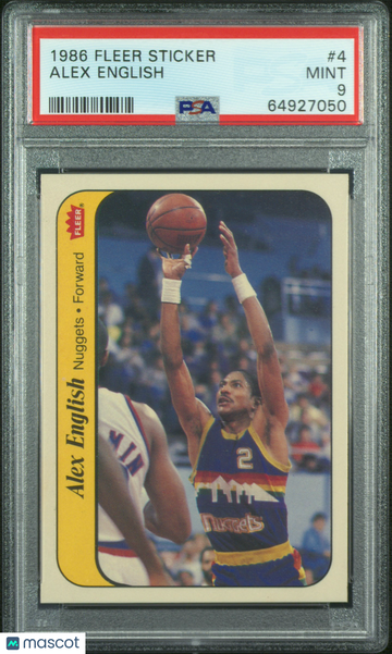 1986 Fleer Sticker Alex English #4 PSA 9