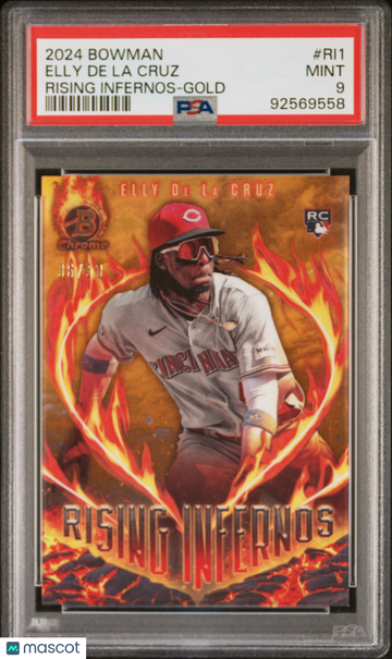 Elly De La Cruz 2024 Bowman Rising Infernos Gold PSA 9