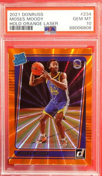 Moses Moody Rookie Holo Orange Laser 2021 Donruss Basketball Card #234 PSA 10