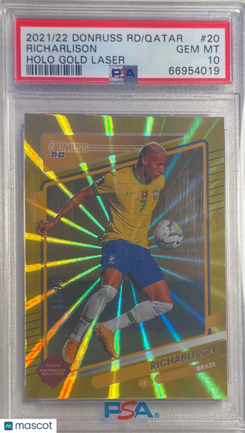 2021 Panini Donruss Road To Qatar Richarlison #20 Holo Gold Laser PSA 10