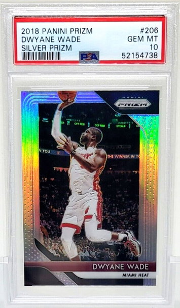 2018 PRIZM DWYANE WADE SILVER PRIZM SP #206 PSA 10 GEM MINT HEAT FINALS MVP HOF