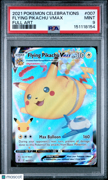 2021 Pokemon Celebrations Flying Pikachu VMAX Full Art PSA 9 #007