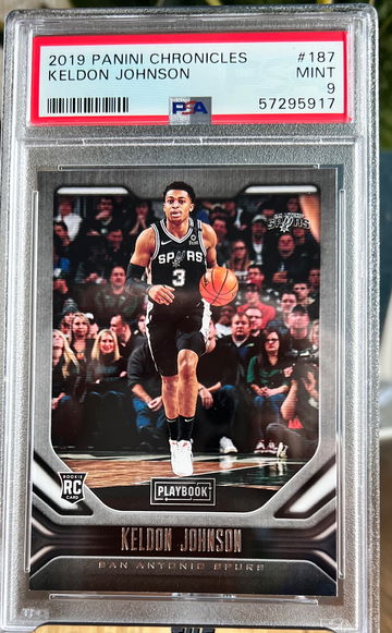 2019-20 Panini Chronicles Playbook Keldon Johnson #187 PSA 9 Mint Rookie Card RC