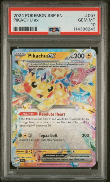 2024 Pokemon Scarlet and Violet Surging Sparks Pikachu Ex #057 PSA 10