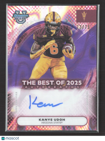 2025 Topps Bowman University's Best Kanye Udoh #BOA-KUD Purple Auto
