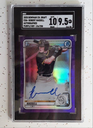 2020 Bowman Chrome Draft Robert Hassell Purple Refractor Autographed #/250 SGC 9.5 , 10 Auto