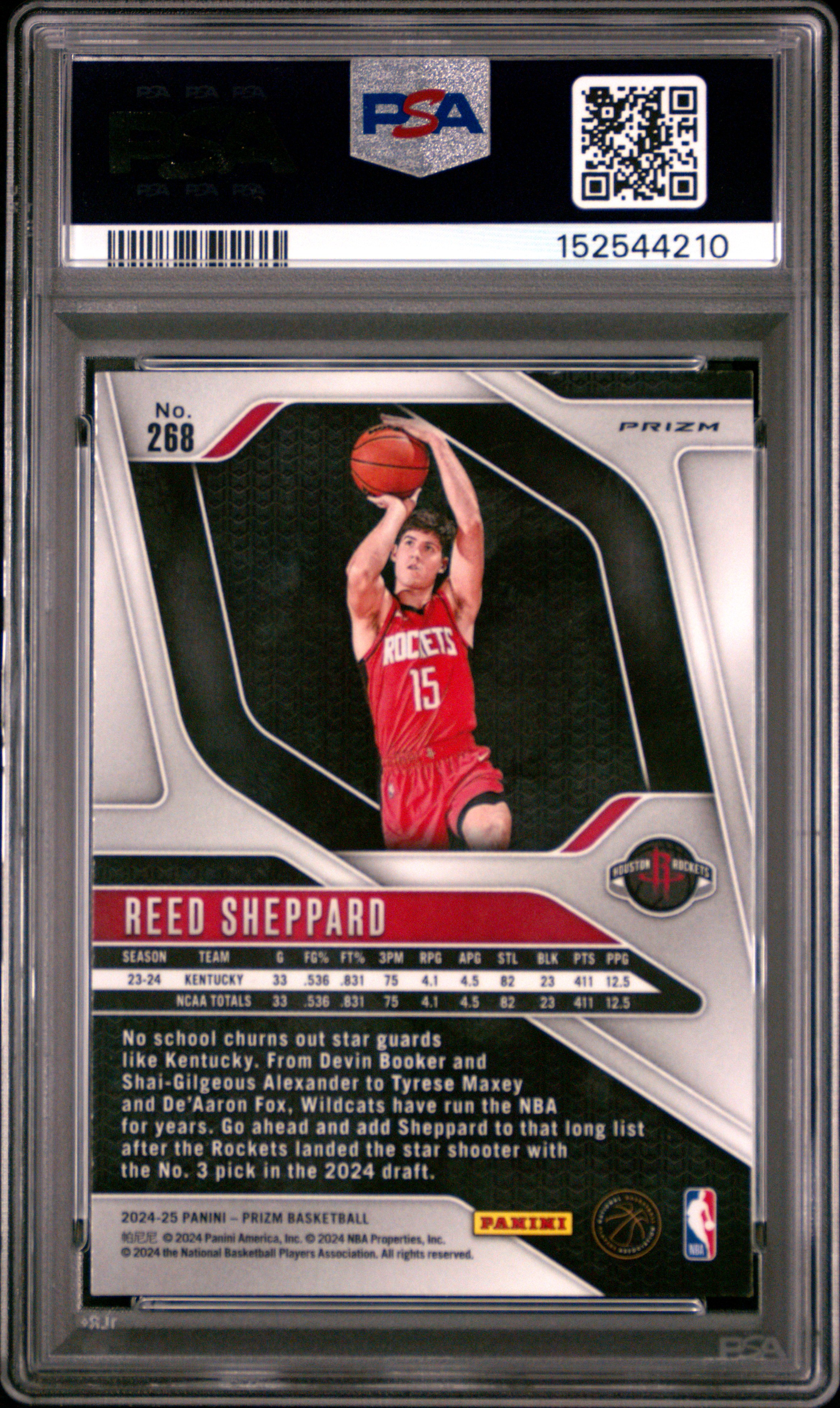 2024 Panini Prizm Reed Sheppard #268 Red Ice Rookie PSA 9 | MySlabs