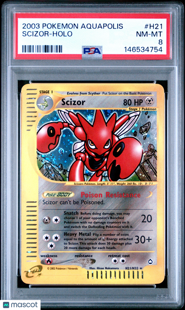 2003 Pokemon Aquapolis Scizor Holo PSA 8 #H21