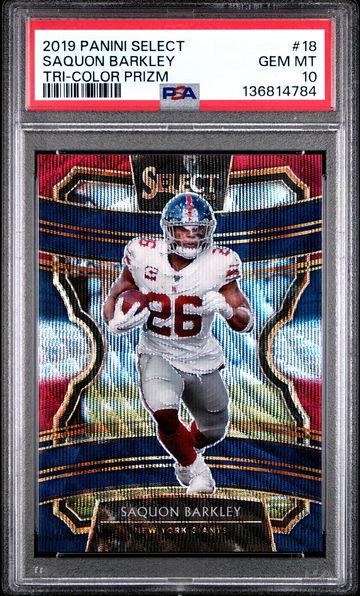 2019 Panini Select Prizm Tri Color Saquon Barkley #18 /199 PSA 10