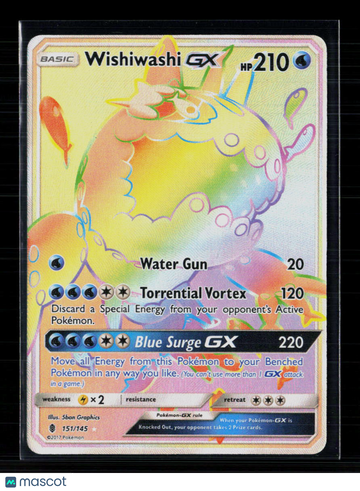 Pokemon 2017 Guardians Rising Wishiwashi GX HR #151/145