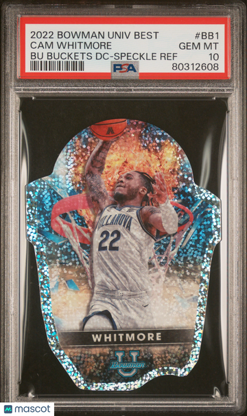 2022 Bowman University Best Bowman U Buckets Die Cuts Cam Whitmore #BB1 Bu Buckets DC Speckle Ref PSA 10