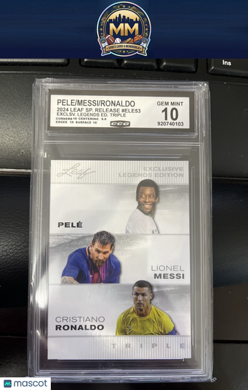2024 Leaf Exclusive Legends Edition Pelé Ronaldo Cristiano Ronaldo Lionel Messi Pele / Lionel Messi / Cristiano Ronaldo
