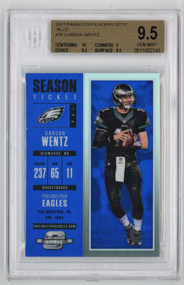 2017 Panini Contenders Optic Blue /99 Carson Wentz BGS 9.5 Pop 2!!