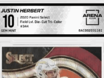 2020 Panini Select Justin Herbert #344 Field Level Die-Cut Tri Color Arena Club 10