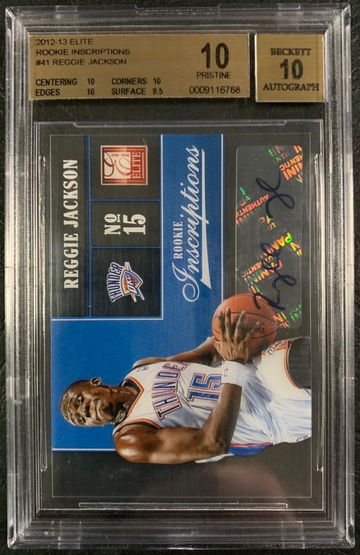 BGS 10 /10 Reggie Jackson ROOKIE AUTO AU 2012-13 Elite Rookie Inscriptions #41 - DHL Express Air 5-6 Days with Tracking