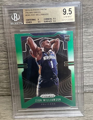 2019-20 Zion Williamson Green Prizm BGS 9.5 Gem Mint RC