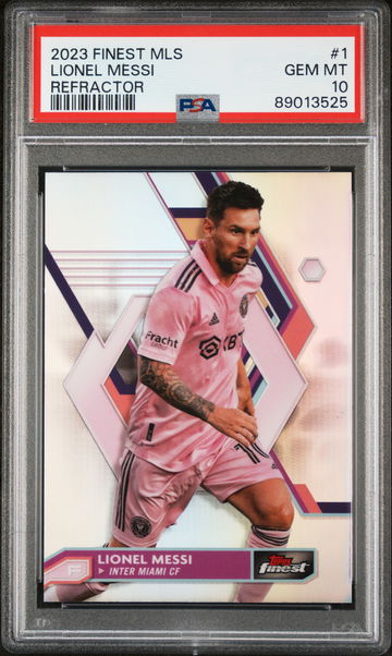 2023 TOPPS FINEST MLS LIONEL MESSI REFRACTOR #1 MIAMI PSA 10