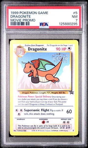 1999 Pokemon Wizards of the Coast Black Star Promo First Movie Dragonite #5 PSA 7