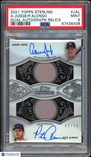2021 Topps Sterling Dual Autograph Relics A. Judge P. Alonso #JAL /10 PSA 9