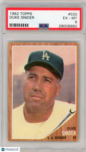 1962 Topps Duke Snider #500 PSA 6