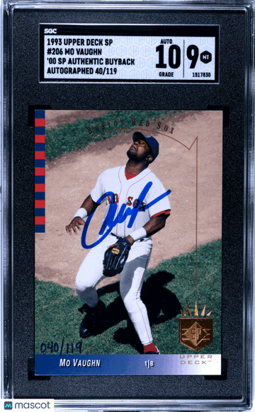 1993 Upper Deck Sp Mo Vaughn #206 /119 '00 Sp Authentic Buyback Auto. SGC 9