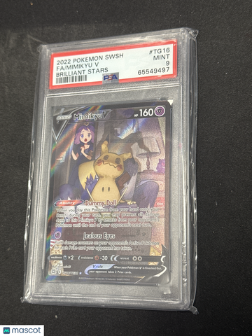 2022 Pokemon Sword & Shield Brilliant Stars Mimikyu V PSA 9 #TG16