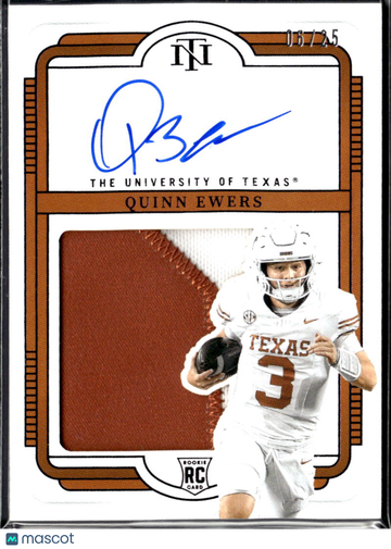 2025 Panini National Treasures Collegiate Quinn Ewers #104 /25 Patch RC