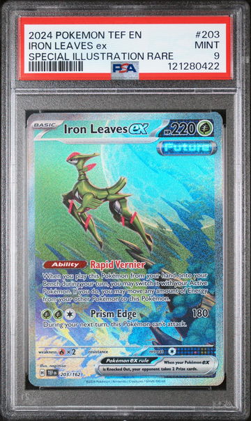 2024 Pokémon Scarlet & Violet Temporal Forces SIR Iron Leaves #203/162 ex PSA 9