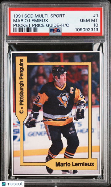 1991 SCD Multi-Sport Pocket Price Guide Mario Lemieux #1 Hand Cut Low Pop PSA 10