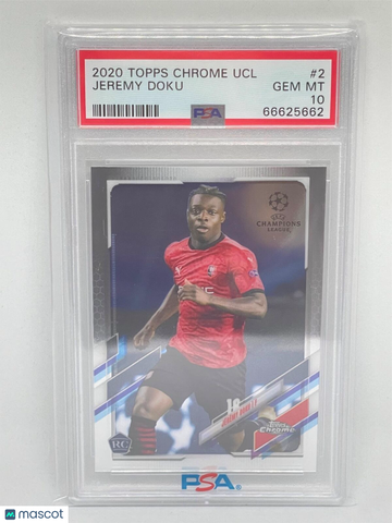 2020 Topps Chrome UEFA Champions League Jeremy Doku #2 PSA 10