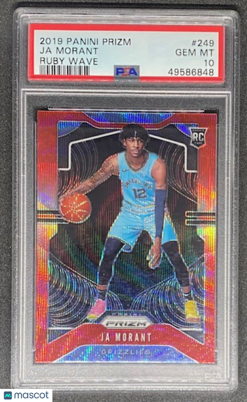 Ja Morant 2019 Panini Prizm Ruby Wave #249 Grizzlies Rookie RC - PSA 10