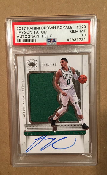 2017-18 Panini Crown Royale Jayson Tatum Silhouettes RPA /199 PSA 10 - Super Tough Grade, POP 6