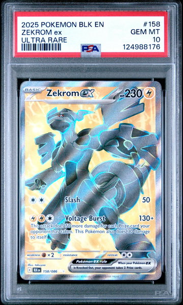 2025 Pokemon Scarlet and Violet Black Bolt Ultra Rare Zekrom Ex #158 PSA 10