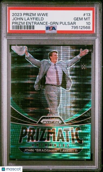 2023 Panini Prizm WWE Prizmatic Entrances John Layfield #13 Prizm Entrance-GRN Pulsar Insert PSA 10
