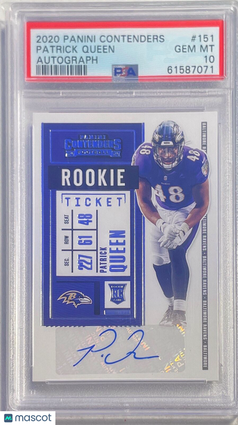 2020 Panini Contenders Patrick Queen #151 Autograph PSA 10