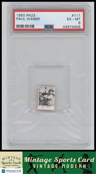 1950 Baseball Stars Strip Cards (R423) Paul Waner #111 Orange Back PSA 6