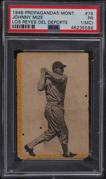 1946 Propagandas Montiel Los Reyes Del Deporte Johnny Mize #76 PSA 1MC RARE!