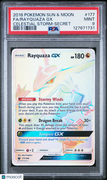 Celestial Storm Rayquaza GX Secret PSA 9 #177