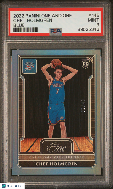 2022 Panini One and One Chet Holmgren Blue /40 RC PSA 9 Basketball Trading Card #145