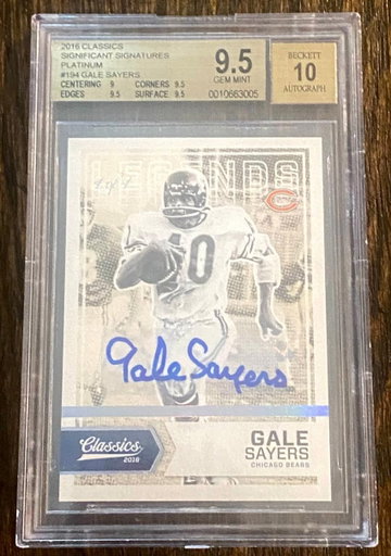 No Reserve ~ 2016 Gale Sayers 1~of~1 Classic Signature Platinum Auto BGS 9.5/10 ~ Chicago Bears