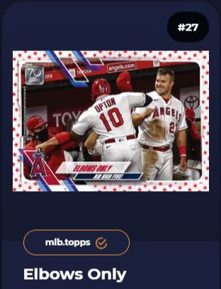 2021 Topps WAX "Elbows Only" Mike Trout Justin Upton EPIC EXCLUSIVE Mike Trout Jersey Number Mint #27