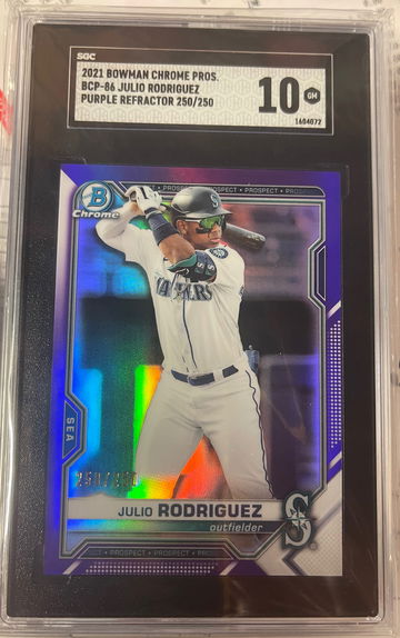 Julio Rodriguez 2021 Bowman Chrome Purple Refractor #/250